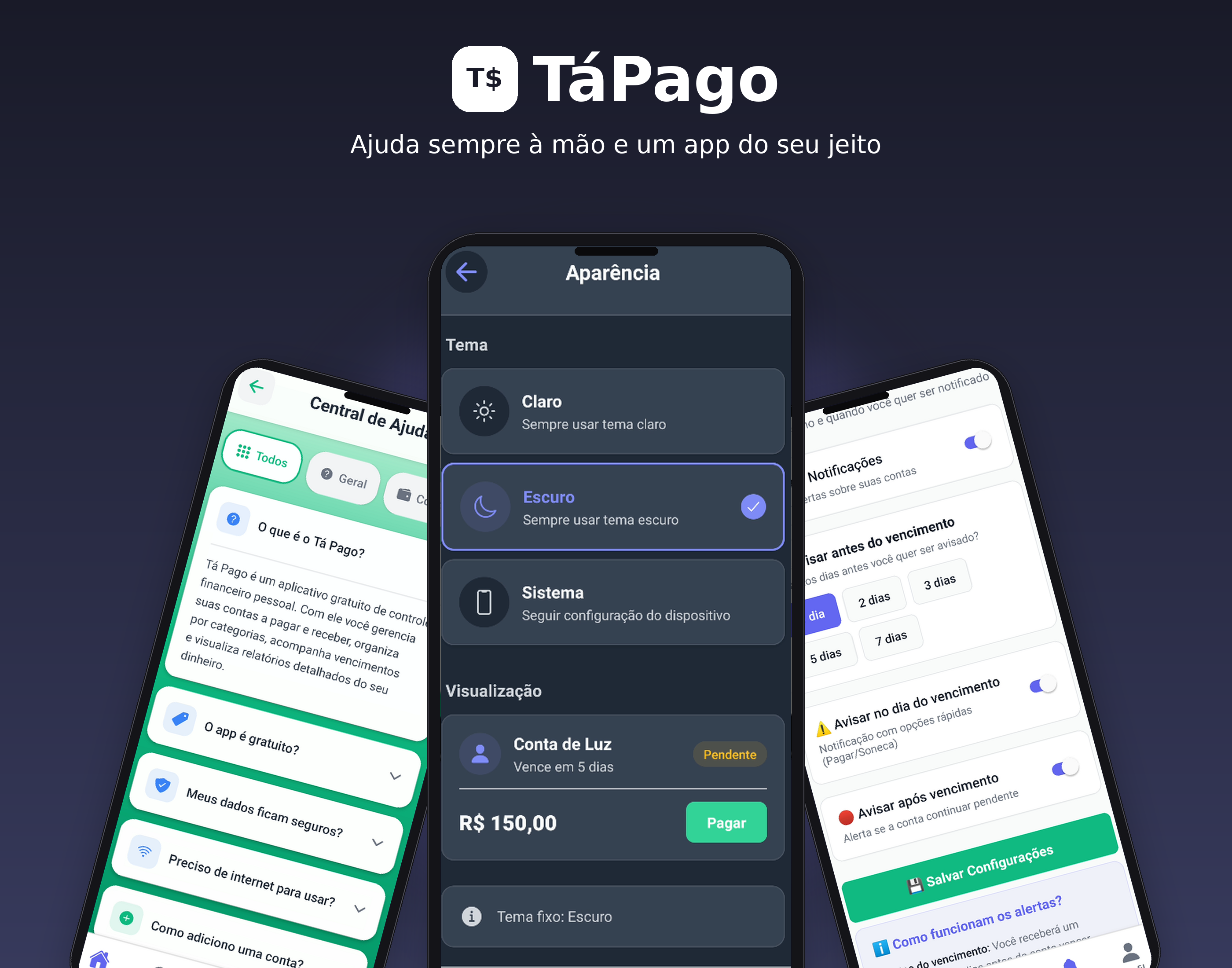 TáPago Suporte e Alertas